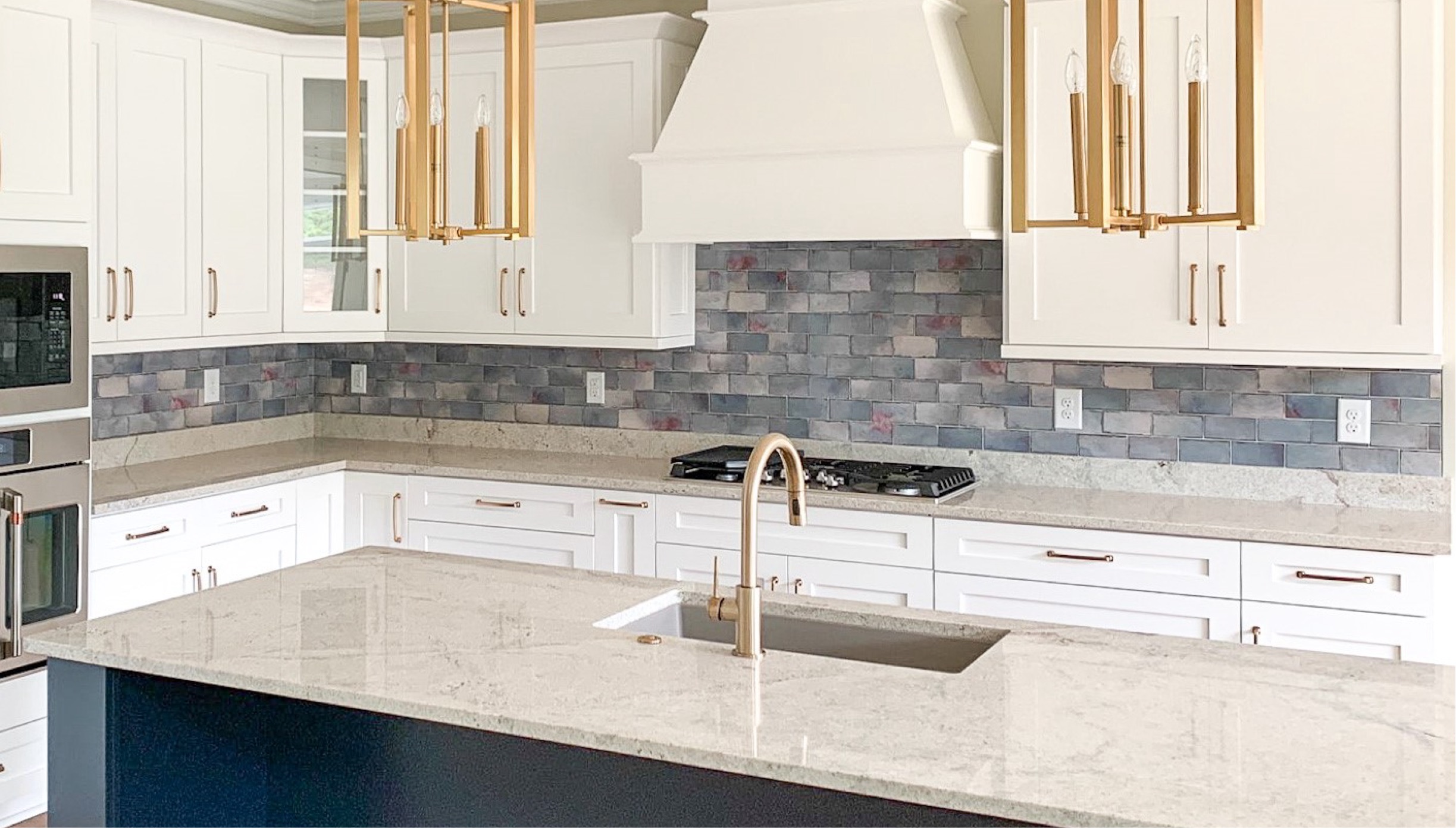 New construction kitchen with tile backsplash