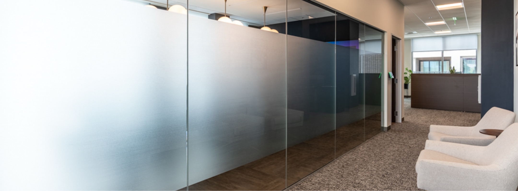 Glass-walled commercial office